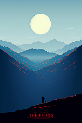 전신 PSD 편집이미지 디자인 실루엣 포스터 어린이 자연 하늘 산 사람 풍경 성인 두명 파란색 하이킹 달 디지털합성 이미지편집 자연요소 컬러 레저 촬영기법 생태계 파일형식