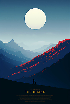 전신 PSD 편집이미지 디자인 실루엣 포스터 어린이 자연 하늘 산 사람 풍경 성인 두명 파란색 검은색 하이킹 달 디지털합성 이미지편집 자연요소 컬러 레저 촬영기법 생태계 파일형식