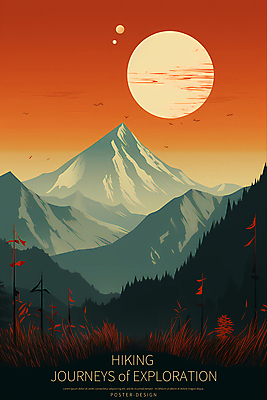 PSD 편집이미지 디자인 포스터 자연 하늘 산 풍경 사람없음 태양 하이킹 디지털합성 이미지편집 자연요소 레저 생태계 파일형식