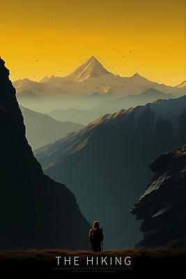 PSD 편집이미지 디자인 포스터 자연 하늘 산 한명 사람 풍경 상반신 성인 노란색 하이킹 디지털합성 성인한명만 이미지편집 1 컬러 레저 생태계 성인만 파일형식