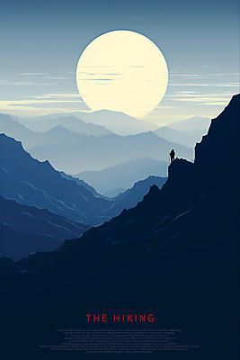 전신 PSD 편집이미지 디자인 실루엣 포스터 자연 하늘 산 한명 사람 풍경 성인 파란색 하이킹 달 디지털합성 성인한명만 이미지편집 자연요소 1 컬러 레저 촬영기법 생태계 성인만 파일형식