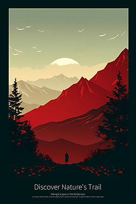 전신 PSD 편집이미지 디자인 실루엣 포스터 자연 하늘 산 한명 사람 풍경 성인 빨간색 검은색 하이킹 디지털합성 성인한명만 이미지편집 1 컬러 레저 촬영기법 생태계 성인만 파일형식