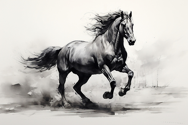 JPG 한마리 일러스트 붓터치 수채화 사람없음 달리기 말_동물 역동적 번짐 국내일러스트 AI일러스트 AI콘텐츠 1 컨셉 포유류 모션 파일형식 효과