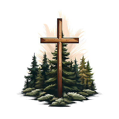 JPG 나무 기독교 십자가 일러스트 사람없음 국내일러스트 AI일러스트 AI콘텐츠 식물 종교 파일형식