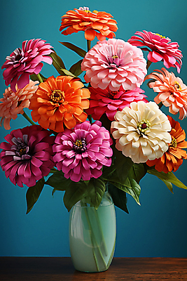 JPG 편집이미지 여러송이 여름꽃 사람없음 컬러풀 꽃병 들꽃 꽃꽂이 백일홍 편집실사 AI포토 AI콘텐츠 꽃 컬러 다수 CG 원예 파일형식 여름_계절