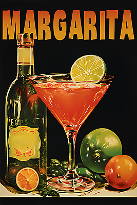 PSD 편집이미지 포스터 음료 술잔 술병 주류 사람없음 빈티지 칵테일 디지털합성 라임 마르가리타 이미지편집 컨셉 과일 병_용기 잔 파일형식