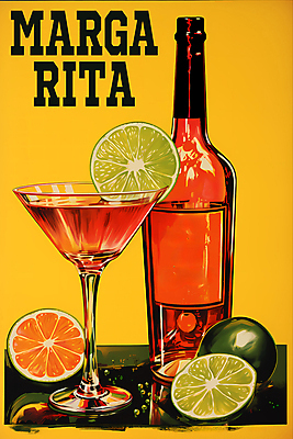 PSD 편집이미지 포스터 음료 술잔 술병 주류 사람없음 빈티지 칵테일 디지털합성 라임 마르가리타 이미지편집 컨셉 과일 병_용기 잔 파일형식