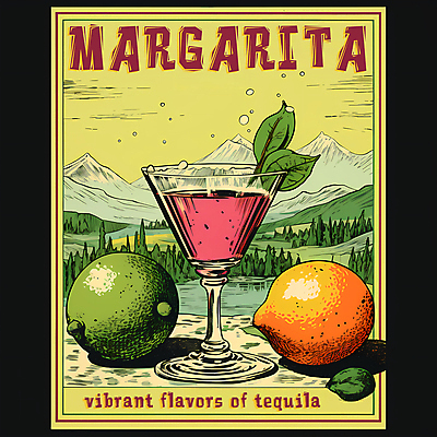 PSD 편집이미지 포스터 음료 술잔 주류 사람없음 빈티지 칵테일 디지털합성 라임 마르가리타 이미지편집 컨셉 과일 잔 파일형식