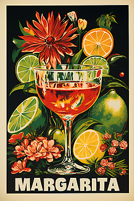PSD 편집이미지 꽃 포스터 음료 술잔 주류 사람없음 빈티지 칵테일 디지털합성 라임 마르가리타 이미지편집 식물 컨셉 과일 잔 파일형식