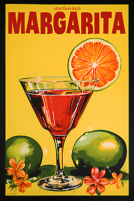 PSD 편집이미지 포스터 음료 술잔 주류 사람없음 빈티지 칵테일 디지털합성 라임 마르가리타 이미지편집 컨셉 과일 잔 파일형식