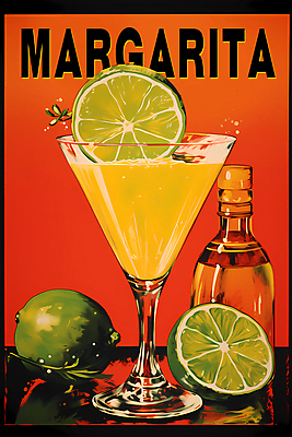 PSD 편집이미지 포스터 음료 술잔 술병 주류 사람없음 빈티지 칵테일 디지털합성 라임 마르가리타 이미지편집 컨셉 과일 병_용기 잔 파일형식