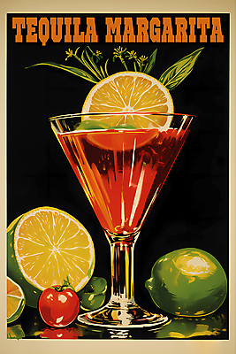 PSD 편집이미지 포스터 음료 술잔 주류 사람없음 빈티지 칵테일 디지털합성 라임 마르가리타 이미지편집 컨셉 과일 잔 파일형식