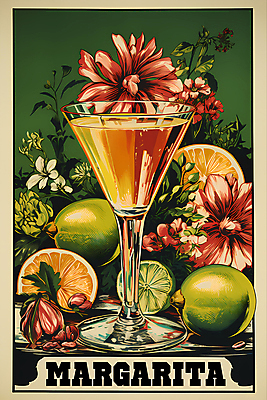 PSD 편집이미지 꽃 포스터 음료 술잔 주류 사람없음 빈티지 칵테일 디지털합성 라임 마르가리타 이미지편집 식물 컨셉 과일 잔 파일형식