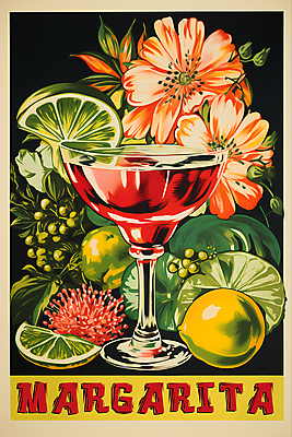 PSD 편집이미지 꽃 포스터 음료 술잔 주류 사람없음 빈티지 칵테일 디지털합성 라임 마르가리타 이미지편집 식물 컨셉 과일 잔 파일형식