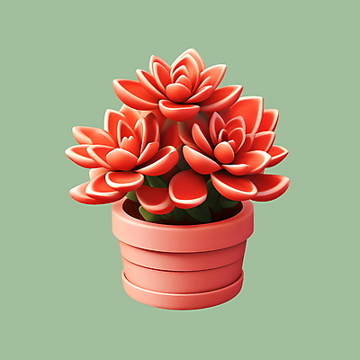 PSD 아이콘 사람없음 빨간색 3D아이콘 3D 원예 다육식물 식물 컬러 취미 디지털합성 파일형식