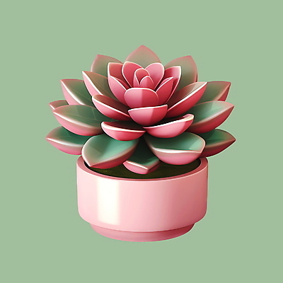 PSD 아이콘 분홍색 사람없음 3D아이콘 3D 원예 다육식물 식물 컬러 취미 디지털합성 파일형식