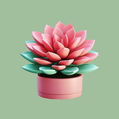 PSD 아이콘 분홍색 사람없음 3D아이콘 3D 원예 다육식물 식물 컬러 취미 디지털합성 파일형식