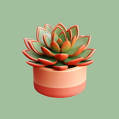 PSD 아이콘 사람없음 초록색 3D아이콘 3D 주황색 원예 다육식물 식물 컬러 취미 디지털합성 파일형식
