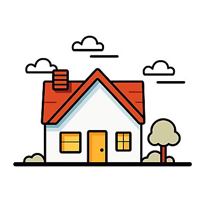 나무 구름 일러스트 주택 사람없음 심플 국내일러스트 AI파일 자연요소 식물 건물 파일형식 벡터