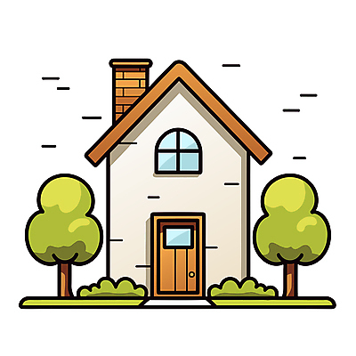 나무 일러스트 주택 사람없음 심플 국내일러스트 AI파일 식물 건물 파일형식 벡터