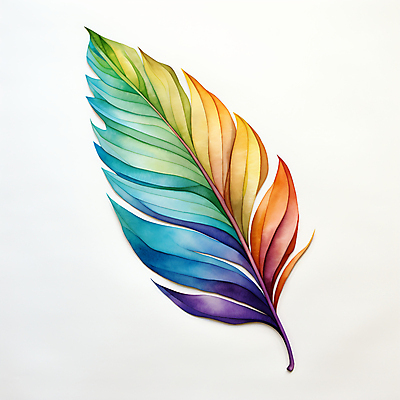 JPG 일러스트 수채화 사람없음 컬러풀 깃털 오브젝트 국내일러스트 AI일러스트 AI콘텐츠 컬러 파일형식