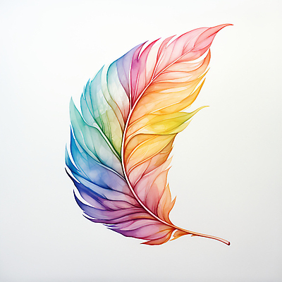JPG 일러스트 수채화 사람없음 컬러풀 깃털 오브젝트 국내일러스트 AI일러스트 AI콘텐츠 컬러 파일형식