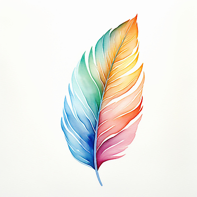 JPG 일러스트 수채화 사람없음 컬러풀 깃털 오브젝트 국내일러스트 AI일러스트 AI콘텐츠 컬러 파일형식