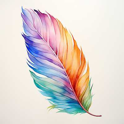 JPG 일러스트 수채화 사람없음 컬러풀 깃털 오브젝트 국내일러스트 AI일러스트 AI콘텐츠 컬러 파일형식