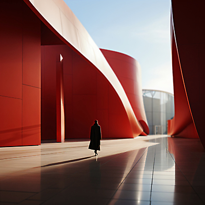 JPG 전신 편집이미지 여자 건축 한명 성인 건물 빨간색 반사 공간 디지털합성 스페이스 성인여자한명만 편집실사 AI인물포토 AI콘텐츠 도형 1 건축물 컬러 사람 CG 여자한명만 성인여자만 파일형식 AI포토