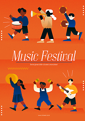 전신 여자 남자 어린이 음악 연주 일러스트 들기 소녀 소년 여러명 걷기 주황색 가을 기타 악단 나팔 탬버린 음악회 심벌즈 작은북 합주 마라카스 음악축제 어린이만 국내일러스트 AI파일 계절 악기 컬러 다수 모션 현악기 문화예술 타악기 사람 축제 공연 북 파일형식 벡터