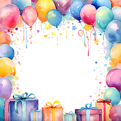 JPG 백그라운드 일러스트 붓터치 수채화 프레임 사람없음 선물상자 컬러풀 파티 축하 번짐 풍선 국내일러스트 AI일러스트 AI콘텐츠 컬러 컨셉 선물 이벤트 상자 파일형식 효과