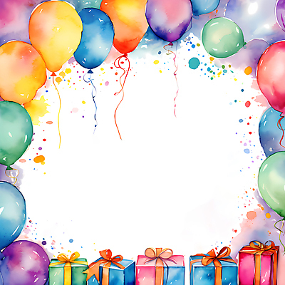 JPG 백그라운드 일러스트 붓터치 수채화 프레임 사람없음 선물상자 컬러풀 파티 축하 번짐 풍선 국내일러스트 AI일러스트 AI콘텐츠 컬러 컨셉 선물 이벤트 상자 파일형식 효과