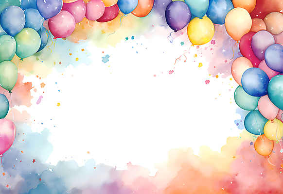 JPG 백그라운드 일러스트 붓터치 수채화 프레임 사람없음 컬러풀 파티 축하 번짐 풍선 국내일러스트 AI일러스트 AI콘텐츠 컬러 컨셉 이벤트 파일형식 효과