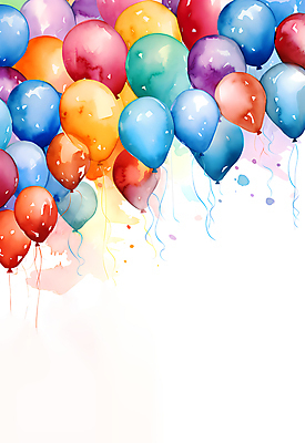 JPG 일러스트 붓터치 수채화 사람없음 컬러풀 파티 축하 번짐 풍선 카피스페이스 국내일러스트 AI일러스트 AI콘텐츠 컬러 컨셉 이벤트 공백 파일형식 효과