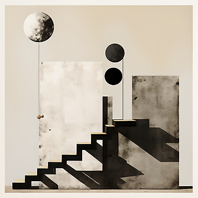 JPG 편집이미지 디자인 출입구 사람없음 계단 검은색 공간 빈티지 원형 디지털합성 질감 그런지 아이보리 편집실사 도형 컬러 컨셉 CG 파일형식