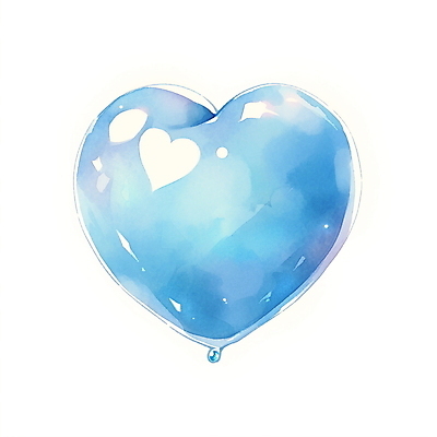 JPG 일러스트 수채화 사랑 사람없음 파란색 물방울 하트 비눗방울 오브젝트 광택 버블 국내일러스트 AI일러스트 AI콘텐츠 모양 감정 컬러 파일형식