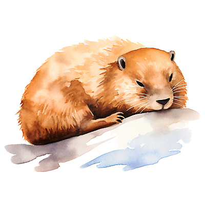 JPG 동물 한마리 겨울 일러스트 포유류 붓터치 수채화 사람없음 갈색 귀여움 눈감음 잠 번짐 겨울잠 두더지 국내일러스트 AI일러스트 AI콘텐츠 1 계절 컬러 컨셉 모션 파일형식 효과