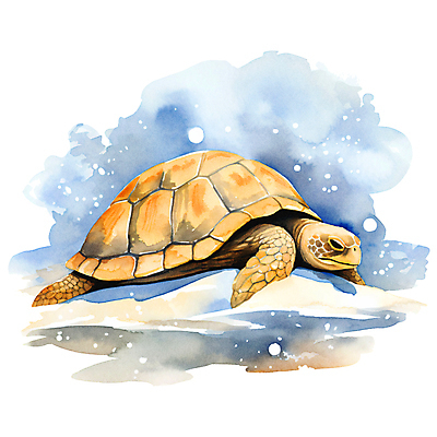 JPG 동물 한마리 겨울 일러스트 파충류 붓터치 수채화 사람없음 귀여움 눈감음 눈 잠 거북이 번짐 겨울잠 국내일러스트 AI일러스트 AI콘텐츠 자연요소 1 계절 컨셉 모션 날씨 파일형식 효과
