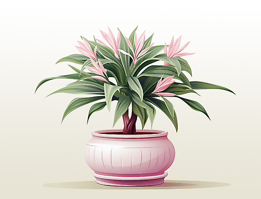 PSD 꽃 화분 분홍색 잎 일러스트 사람없음 오브젝트 원예 행운목 국내일러스트 식물 컬러 취미 파일형식