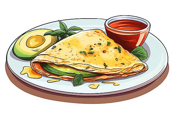 JPG 접시 일러스트 사람없음 양념 소스 허브 브런치 아보카도 오믈렛 파슬리가루 국내일러스트 AI일러스트 AI콘텐츠 식물 식기 과일 식사 계란요리 가루 파일형식