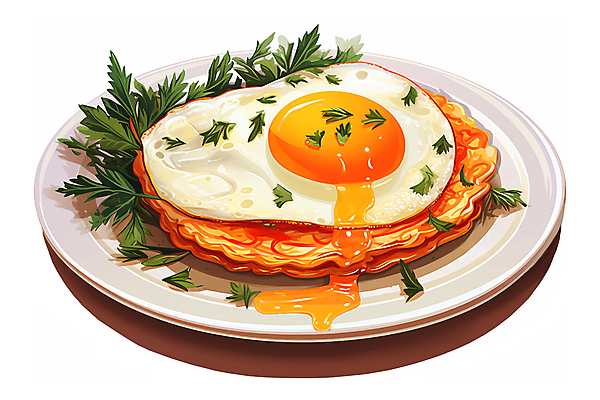 JPG 접시 일러스트 사람없음 계란프라이 허브 브런치 노른자 팬케이크 반숙 국내일러스트 AI일러스트 AI콘텐츠 식물 식기 케이크 계란 식사 계란요리 파일형식