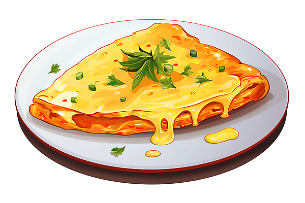 JPG 접시 일러스트 사람없음 노란색 흐름 소스 허브 브런치 오믈렛 케사디야 국내일러스트 AI일러스트 AI콘텐츠 식물 식기 음식 컬러 컨셉 식사 양념 계란요리 파일형식