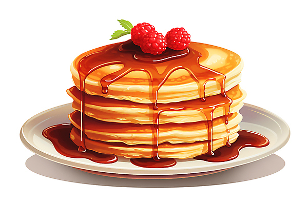 JPG 접시 일러스트 사람없음 허브 브런치 산딸기 베리 팬케이크 메이플시럽 국내일러스트 AI일러스트 AI콘텐츠 식물 식기 과일 케이크 식사 시럽 파일형식