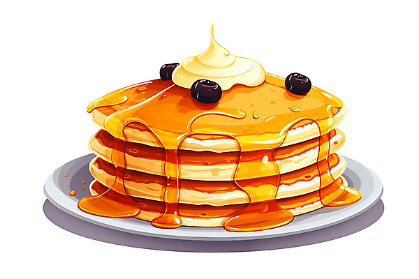 JPG 접시 일러스트 사람없음 크림 블루베리 브런치 베리 팬케이크 메이플시럽 국내일러스트 AI일러스트 AI콘텐츠 식기 과일 케이크 식사 시럽 파일형식