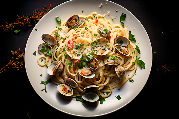 JPG 편집이미지 접시 조개 파스타 서양음식 파슬리 사람없음 하이앵글 허브 봉골레 봉골레파스타 파슬리가루 편집실사 AI포토 AI콘텐츠 식물 식기 음식 뷰포인트 채소 어패류 가루 CG 파일형식