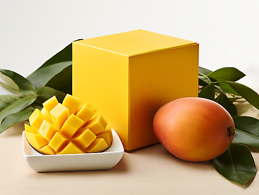 JPG 편집이미지 조각 잎 단면 사람없음 상자 노란색 자르기 디지털합성 열대과일 망고 애플망고 편집실사 AI포토 AI콘텐츠 식물 컬러 과일 모션 CG 파일형식