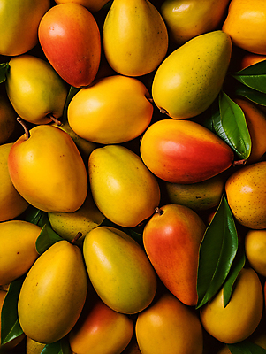 JPG 편집이미지 백그라운드 잎 사람없음 노란색 가득함 디지털합성 열대과일 망고 애플망고 편집실사 AI포토 AI콘텐츠 식물 컬러 과일 CG 파일형식