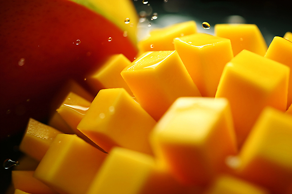 JPG 편집이미지 조각 단면 사람없음 노란색 물방울 수분 자르기 디지털합성 열대과일 망고 애플망고 편집실사 AI포토 AI콘텐츠 컬러 과일 모션 CG 파일형식