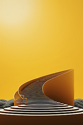 JPG 편집이미지 사람없음 노란색 계단 바위 커브길 상승 오르막 카피스페이스 편집실사 AI컴퓨터그래픽 AI콘텐츠 도로 컬러 컨셉 공백 돌_바위 CG 파일형식