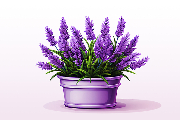 PSD 화분 일러스트 사람없음 보라색 허브 오브젝트 원예 라벤더 국내일러스트 식물 꽃 컬러 취미 파일형식